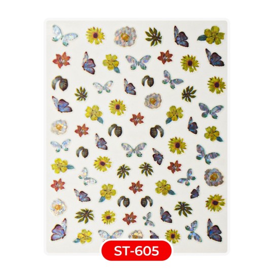 ADESIVI STICKERS ST605 farfalle girasoli