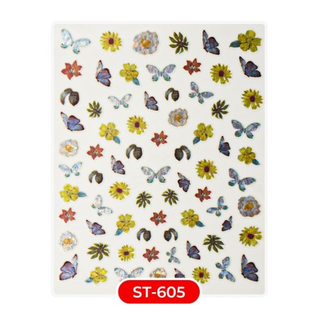 ADESIVI STICKERS ST605 farfalle girasoli