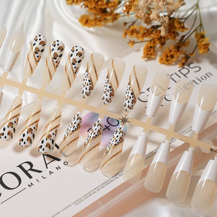 GEL TIPS - BALLERINA 30PZ Leopardo Dorato