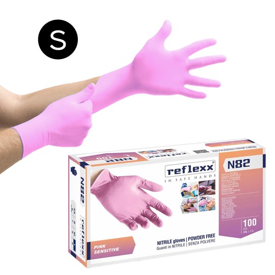 100 GUANTI MONOUSO IN NITRILE - ROSA S