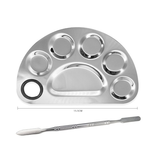 Tavolozza Nail Art Acciao Inox + Spatola Per Miscelazione
