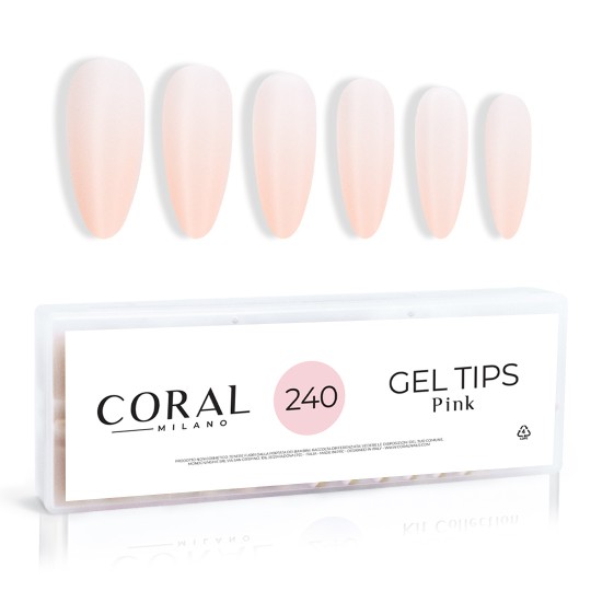GEL TIPS - PINK MANDORLA 240PZ
