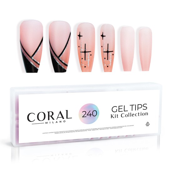 GEL TIPS - BALLERINE 240 PIÈCES Noir Brillant