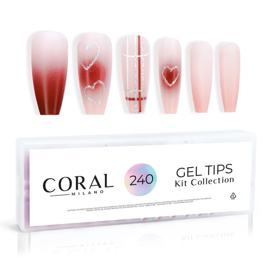 GEL TIPS - BALLERINE 240 PIÈCES Cœur cramoisi