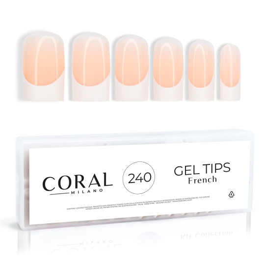 Gel tips - Square French 240 PIÈCES