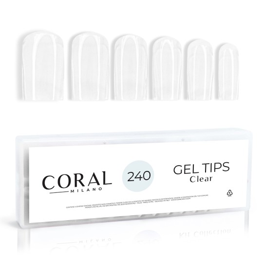 GEL TIPS - CLEAR TRASPARENTE SQUARE 240PZ