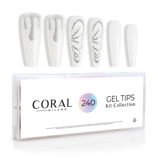 GEL TIPS - BALLERINA 240PZ Silver Spark