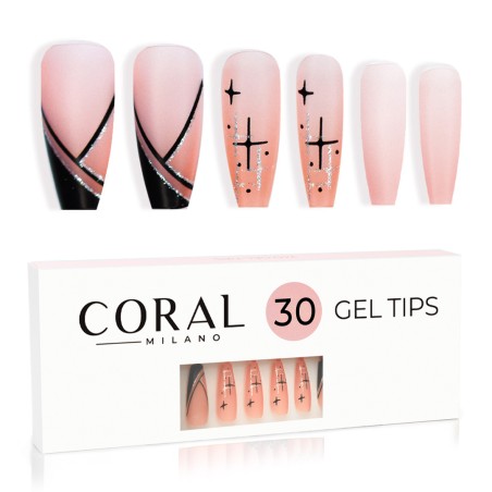 GEL TIPS - BALLERINA 30PZ Black Shine