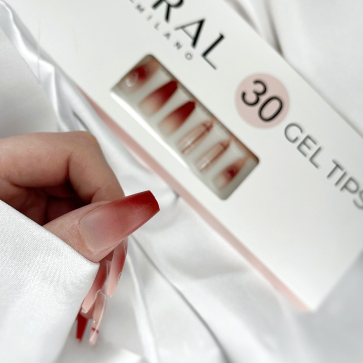 GEL TIPS - BALLERINE 30 PIÈCES Cœur cramoisi