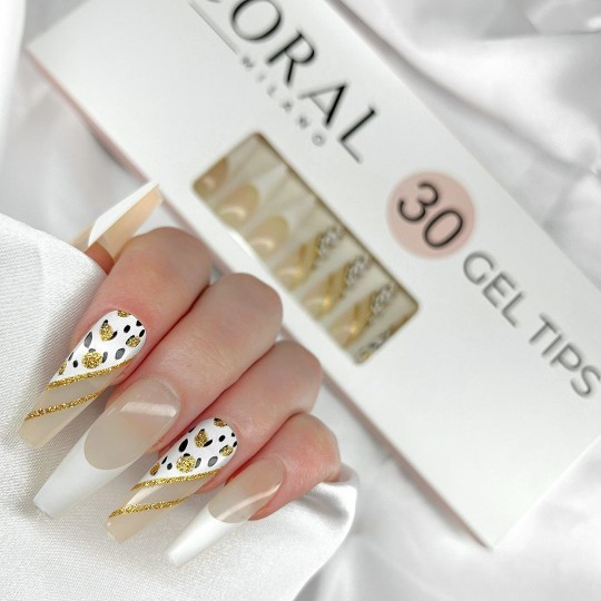 GEL TIPS - BALLERINA 240PZ Leopardo Dorato 2